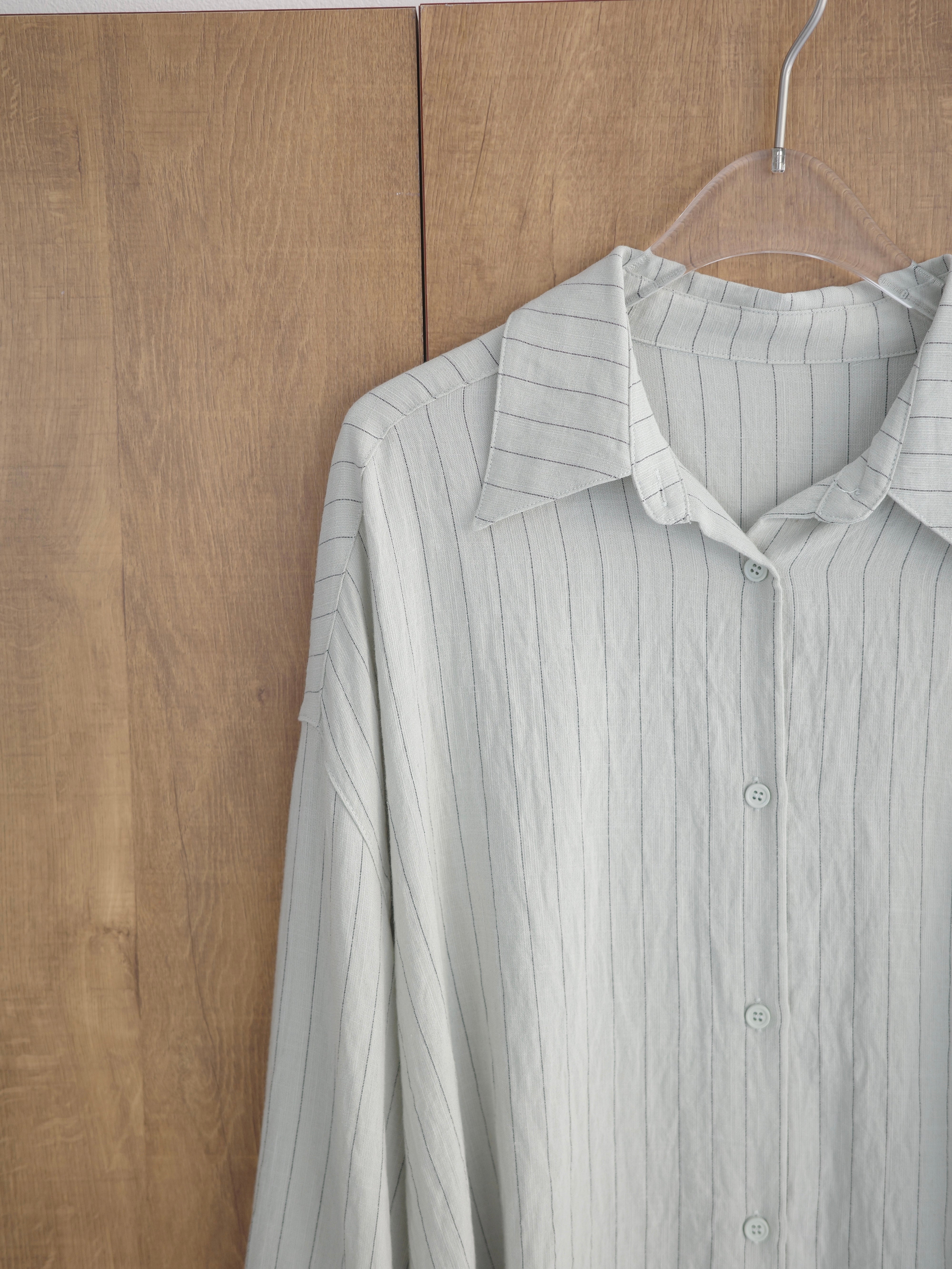 Eongul ヨングル Denim Loose Shirt Linen Striped Loose Shirt | Ëongul (ヨングル) official通販サイト