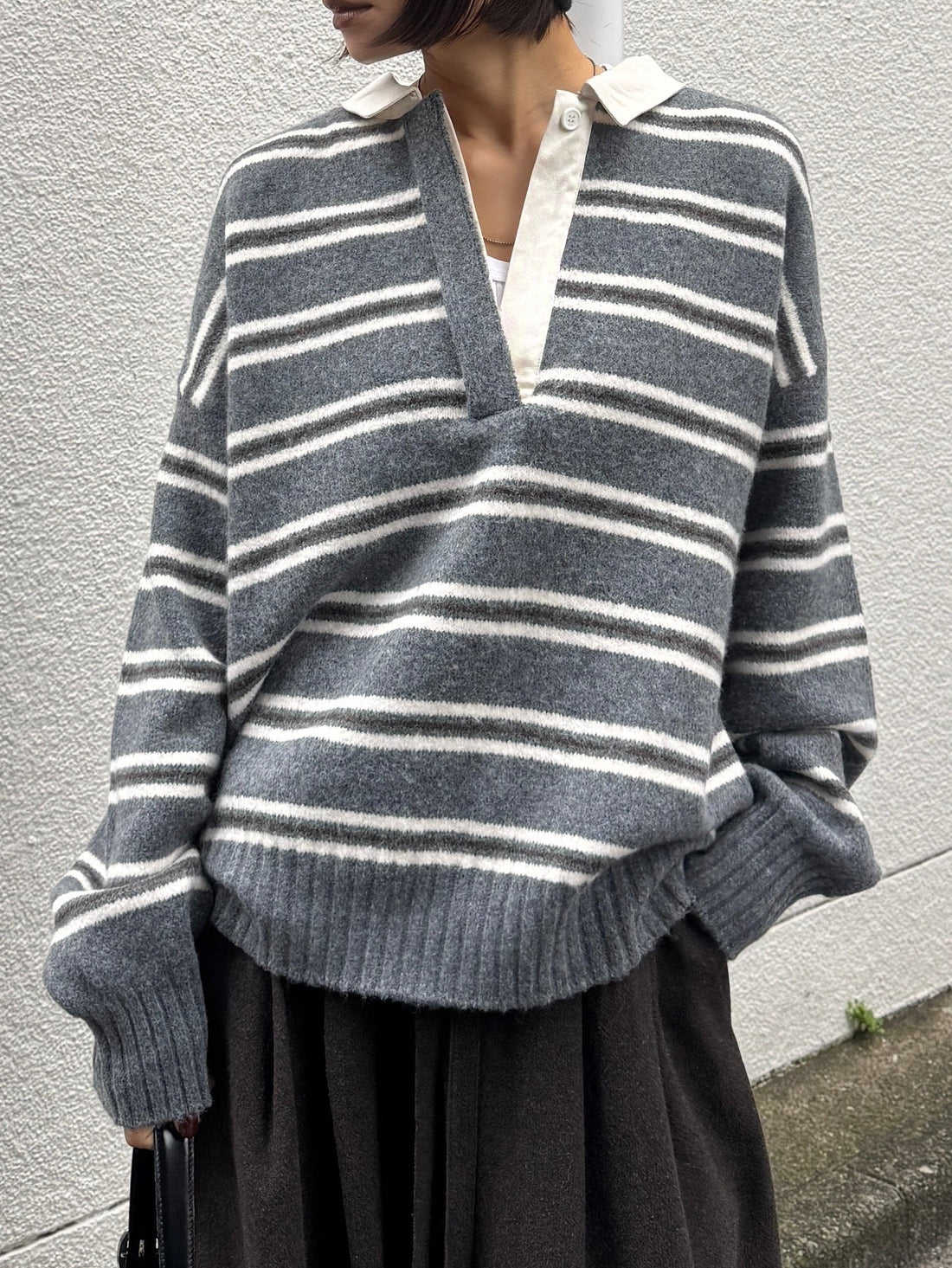 【PRE ORDER】USED Stripe Shirt Knit (1月下旬〜2月上旬発送予定)