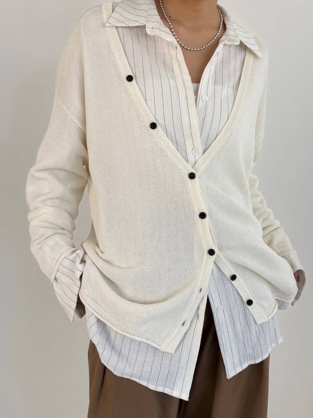 Sheer V-Neck Loose Cardi