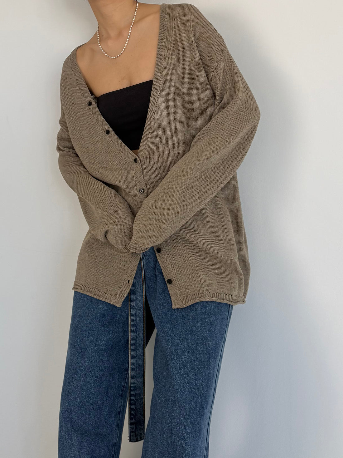 Sheer V-Neck Loose Cardi