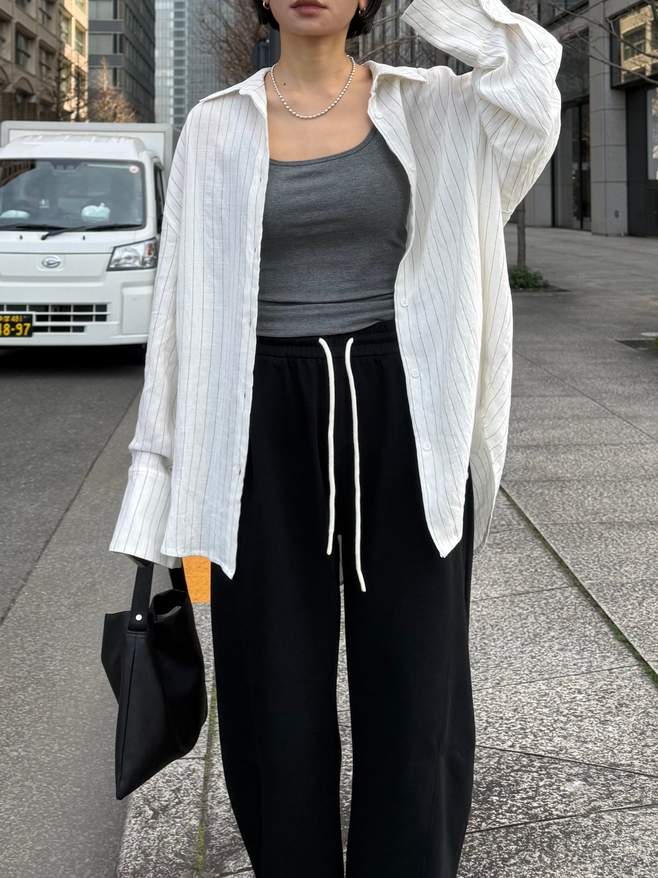 Linen Striped Loose Shirt | Ëongul (ヨングル) official通販サイト