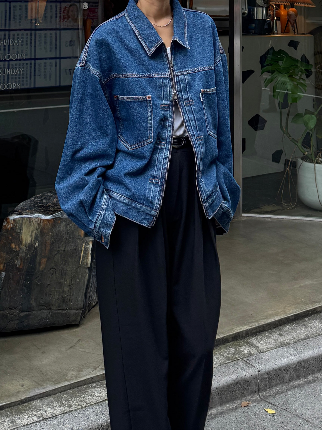 【PRE ORDER】Double Zip Up Denim Jacket (10月上旬〜10月中旬発送予定)