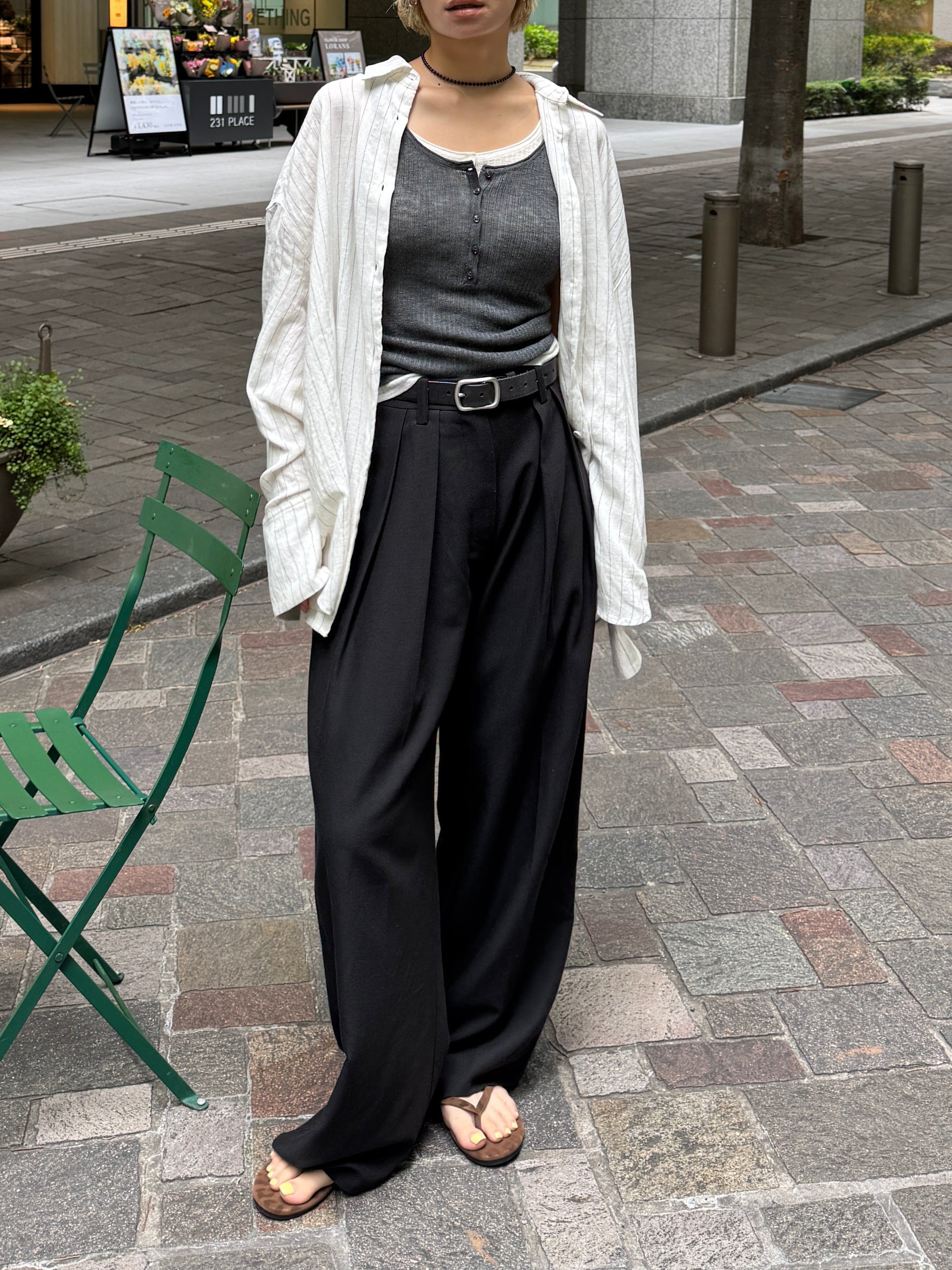 Linen Striped Loose Shirt | Ëongul (ヨングル) official通販サイト