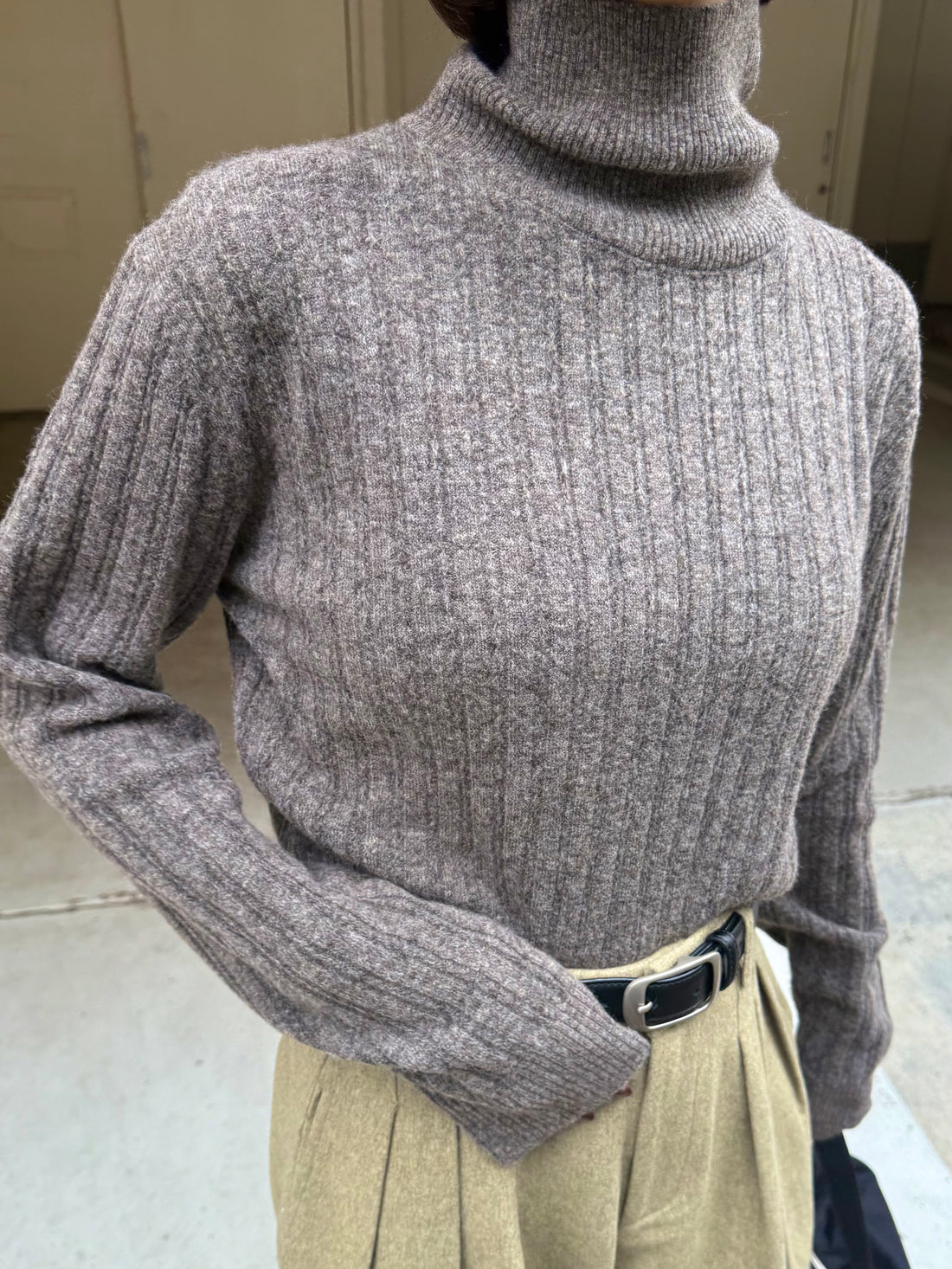 Cropped High Neck Knit