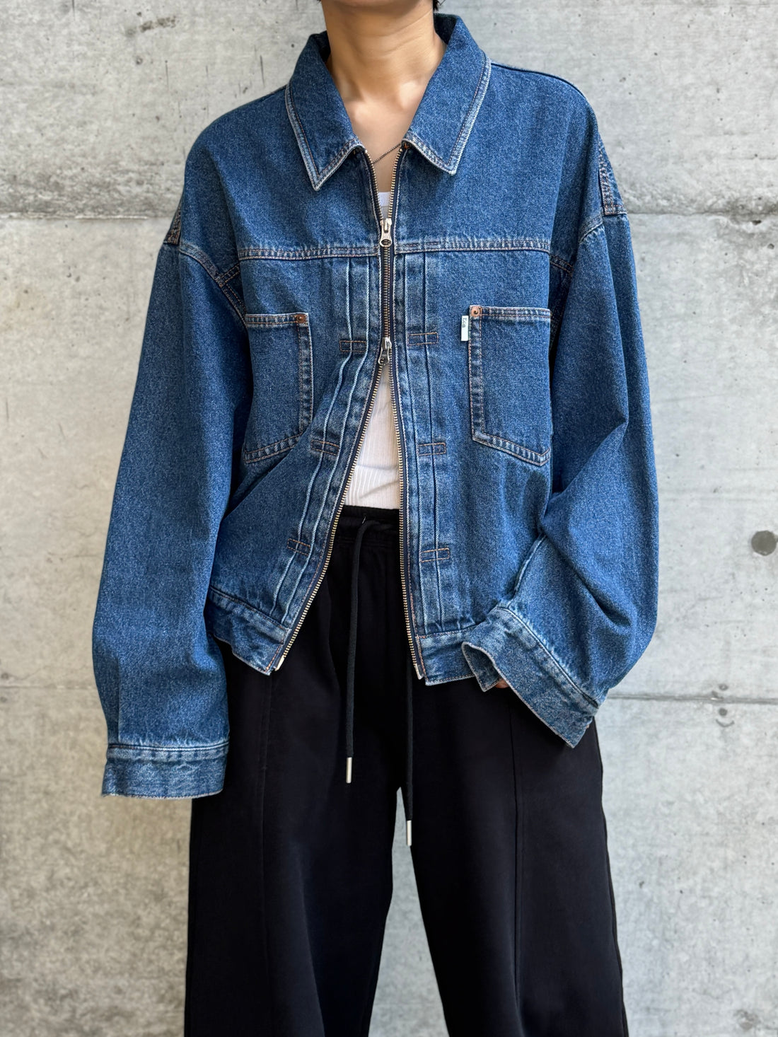 Double Zip Up Denim Jacket