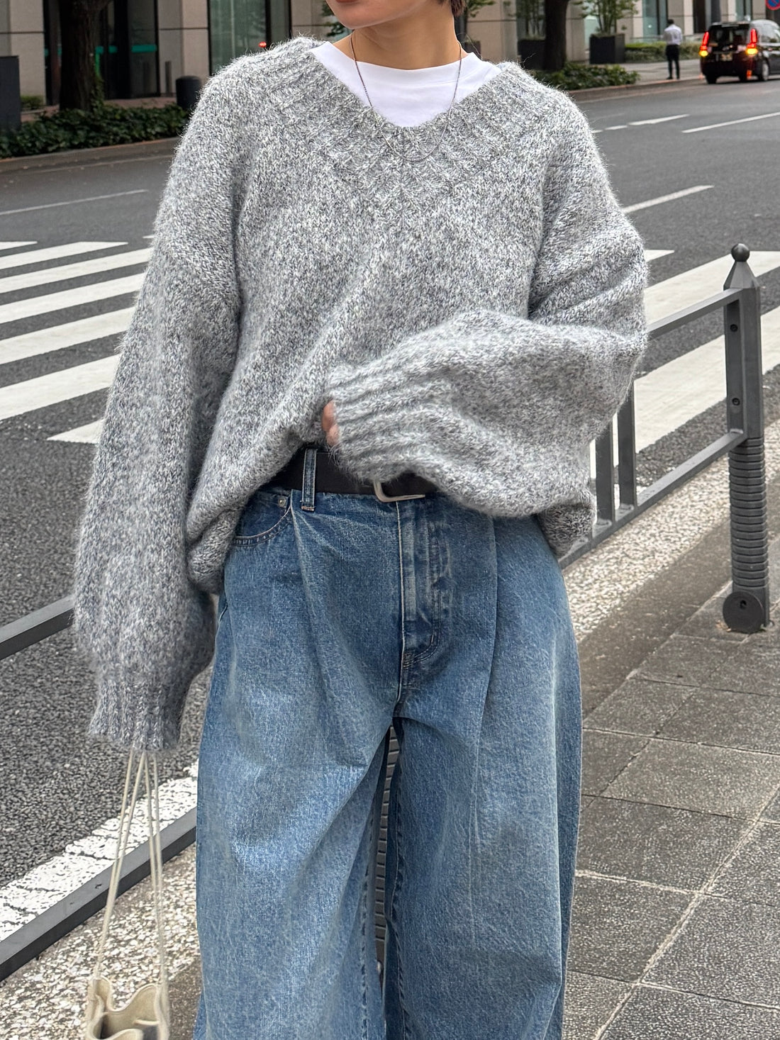 【PRE ORDER】Mixed V Neck Knit Pullover(11月下旬〜12月上旬発送予定)