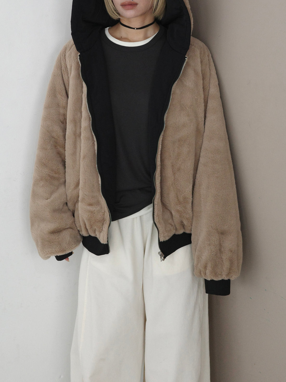 Reversible Fur Blouson Hoodie