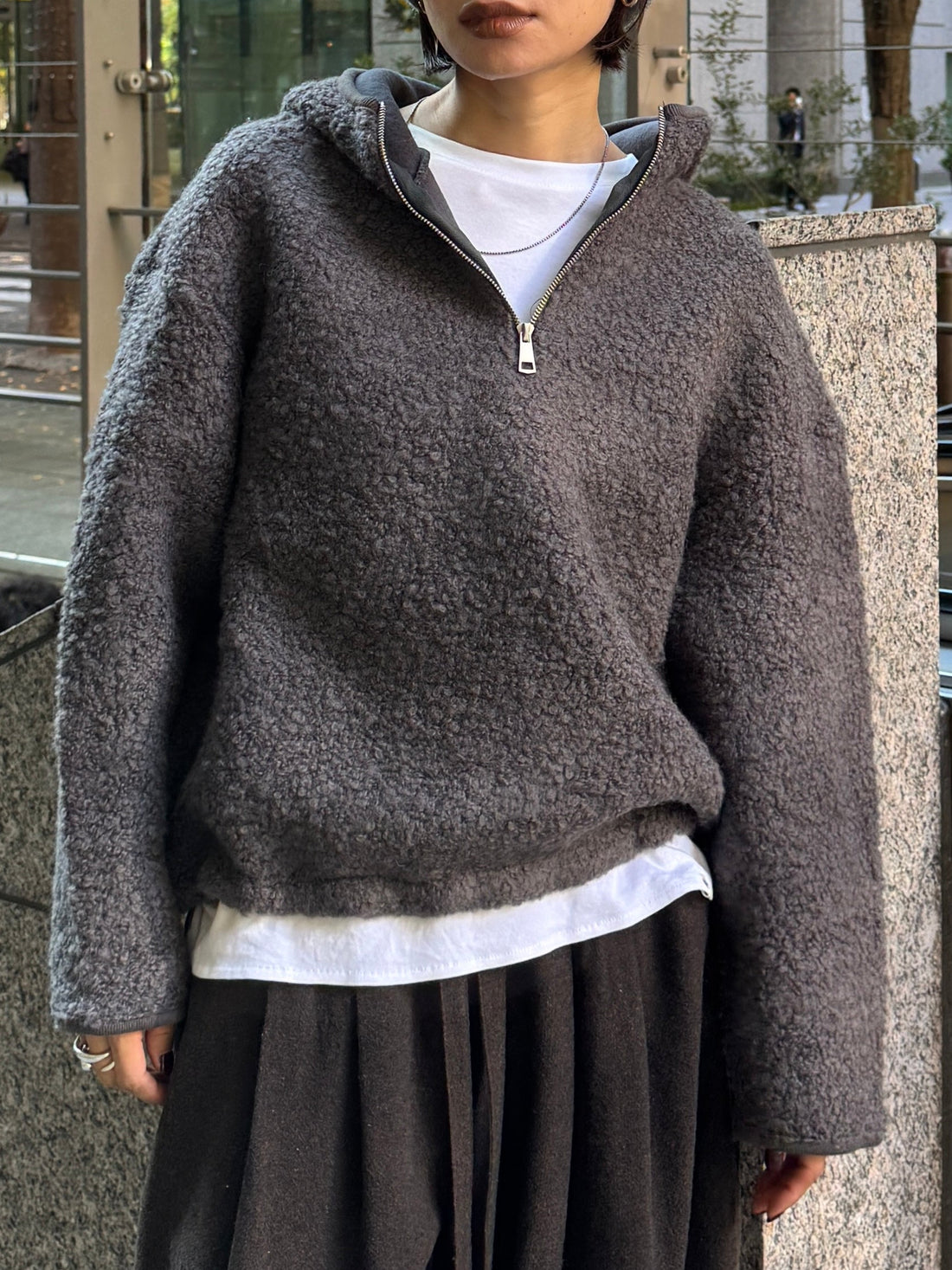 【PRE ORDER】Half Zip Hoodie Boa Pullover JK(12月下旬発送予定)