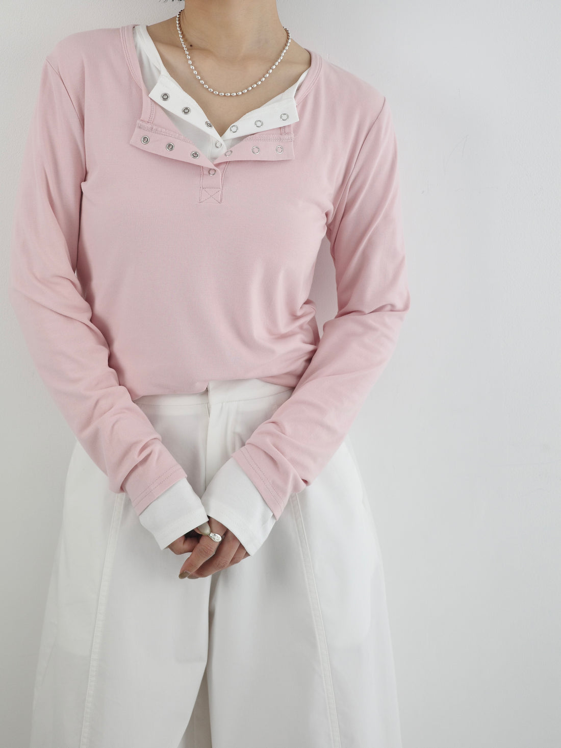 Henley neck Sheer Tops