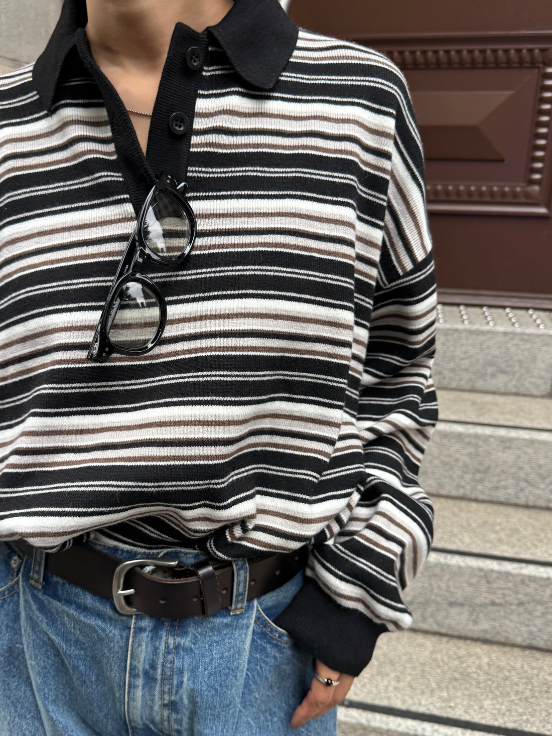 【PRE ORDER】Stripe Polo Knit（11月下旬〜12月上旬発送予定）