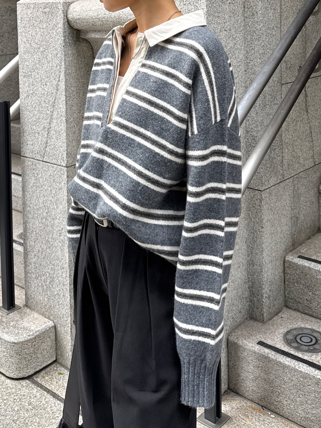 【PRE ORDER】USED Stripe Shirt Knit (1月下旬〜2月上旬発送予定)