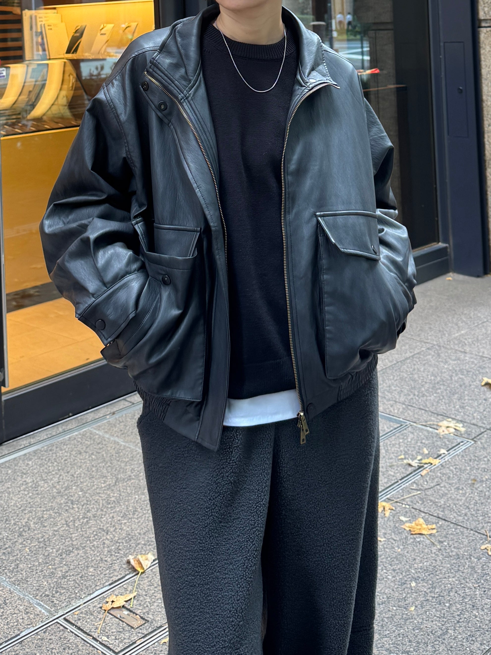 Oversized Faux Leather Blouson / ビッグシルエット フェイクレザー