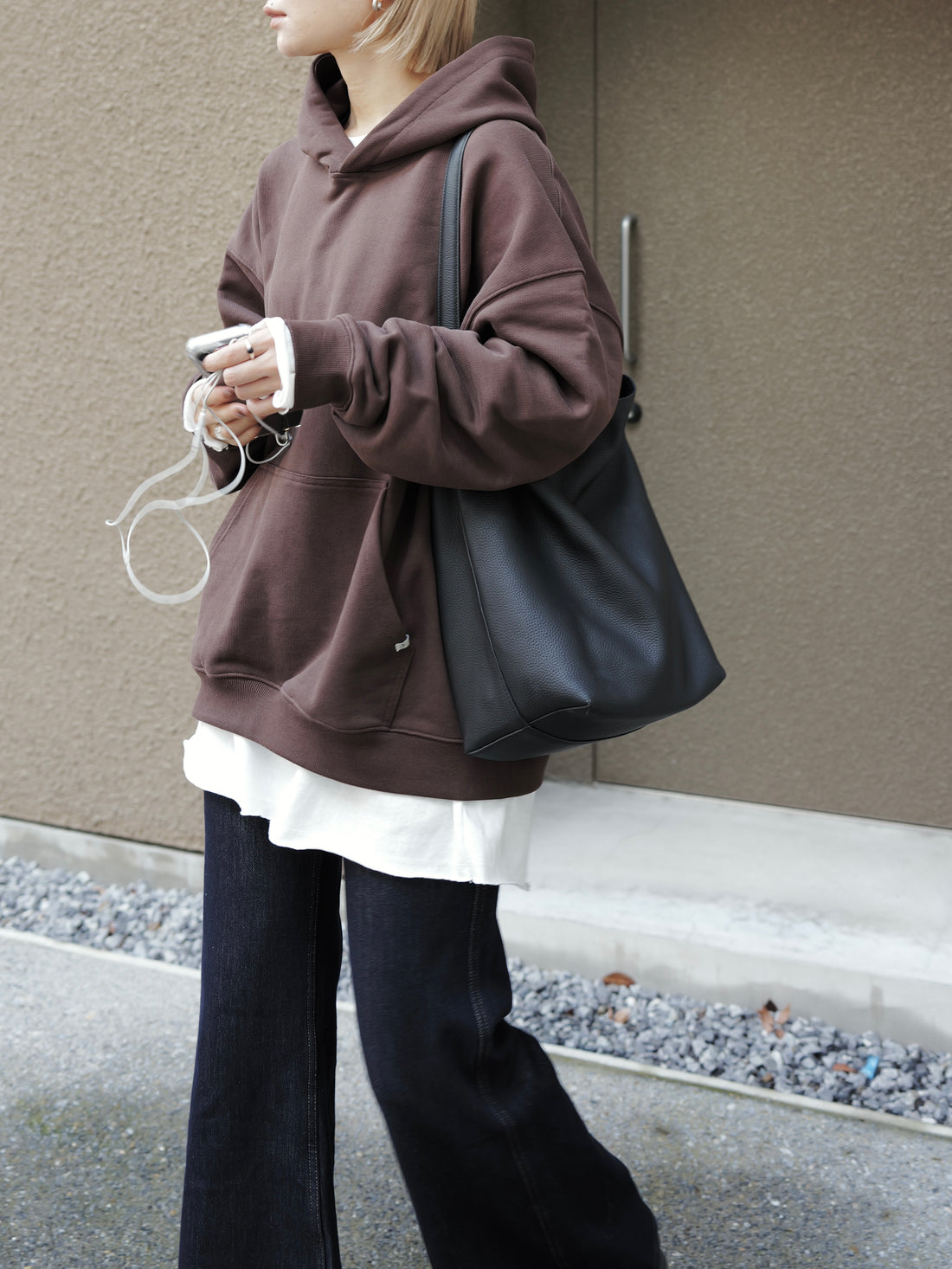 Leather Shoulder Bucket Bag