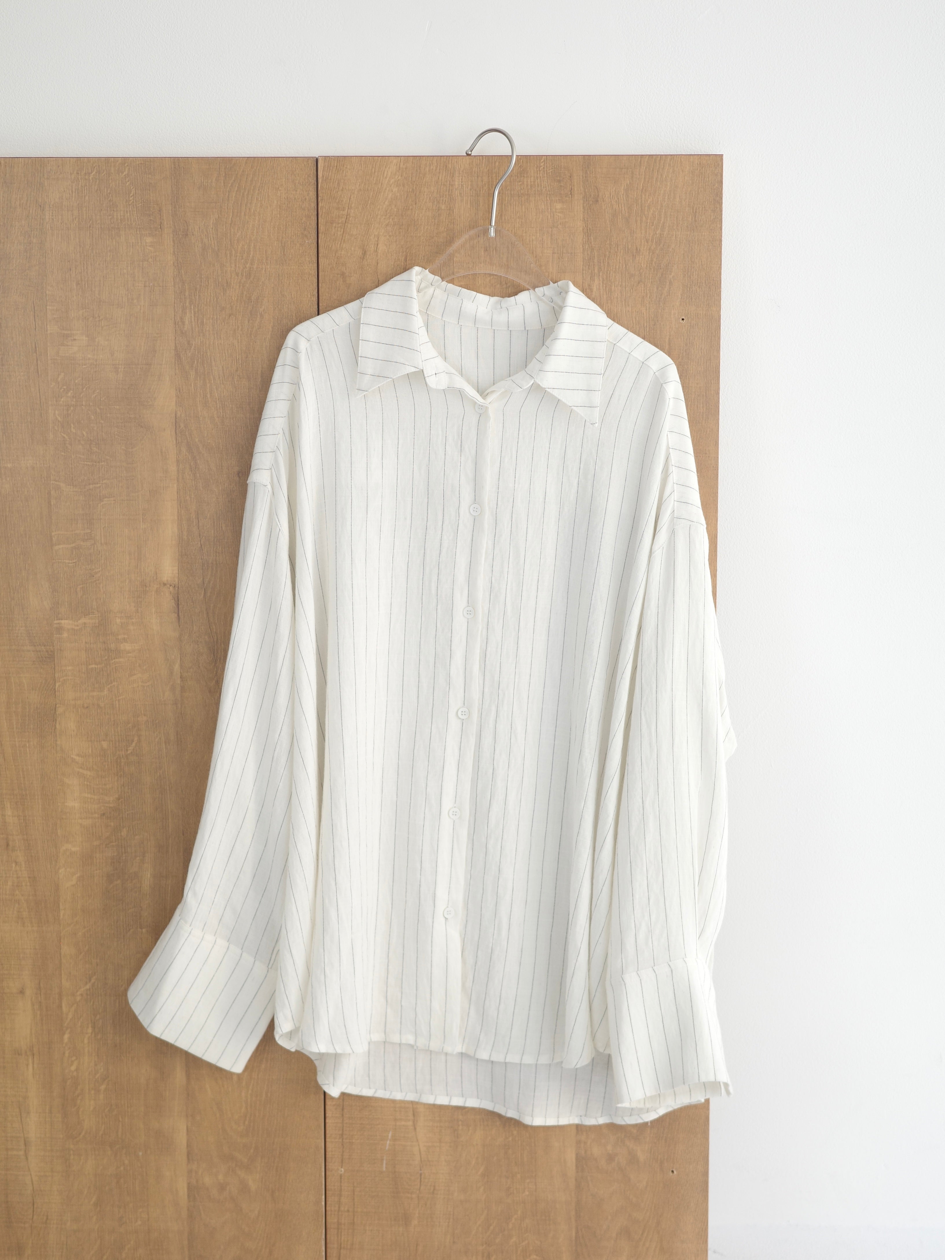 Linen Striped Loose Shirt | Ëongul (ヨングル) official通販サイト