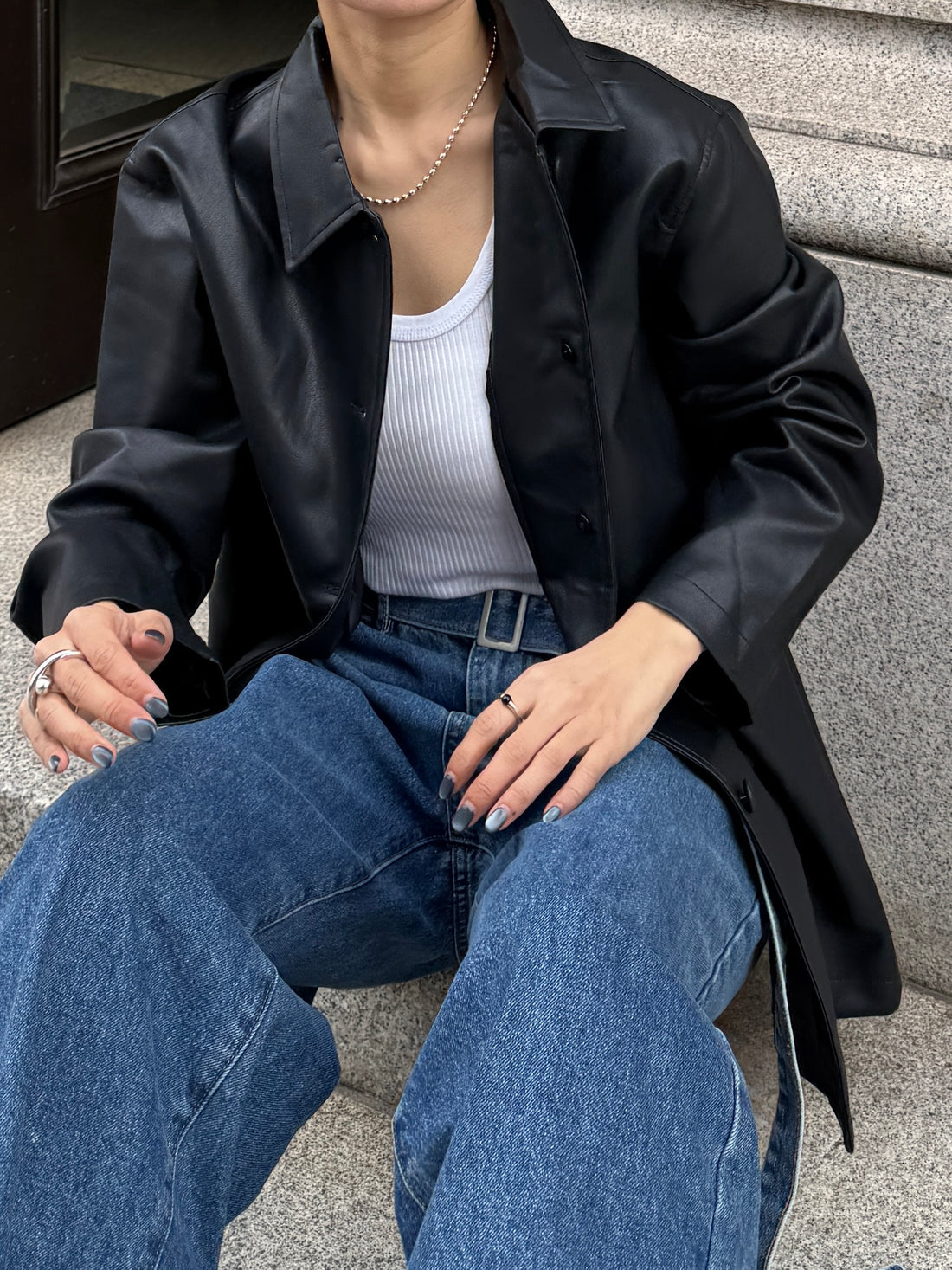 Leather Soutiencollar Jacket