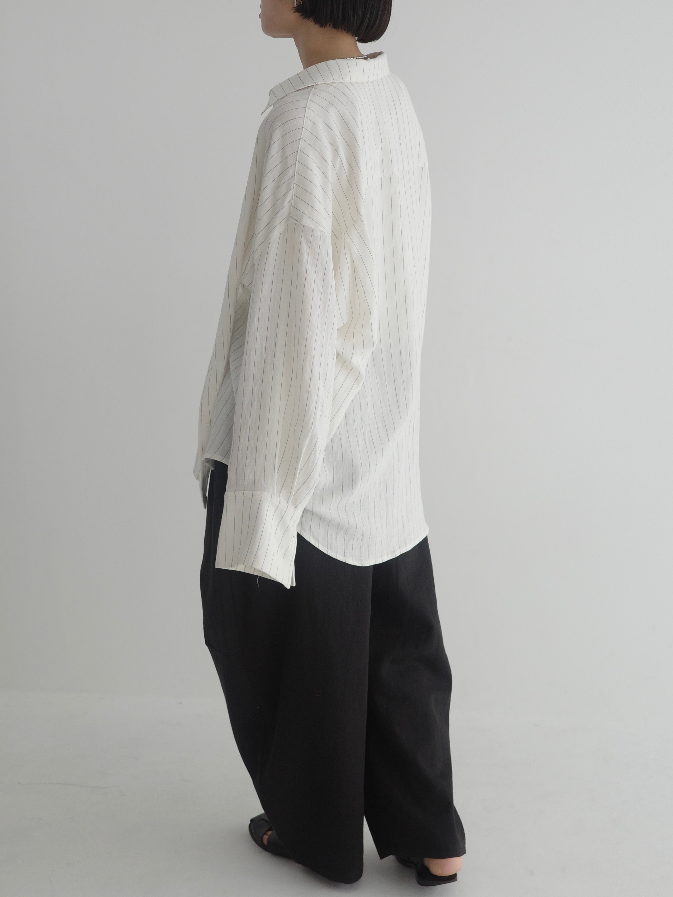 Linen Striped Loose Shirt | Ëongul (ヨングル) official通販サイト